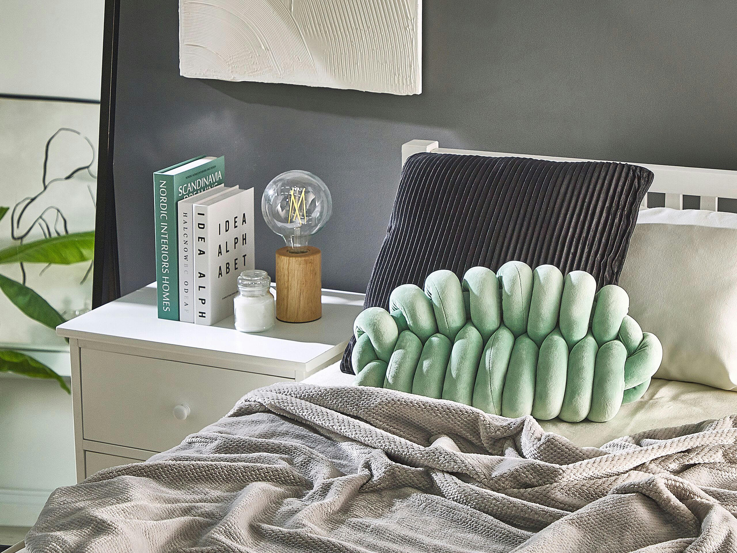 PANARA - Coussin décoratif en tissu vert 45x10cm