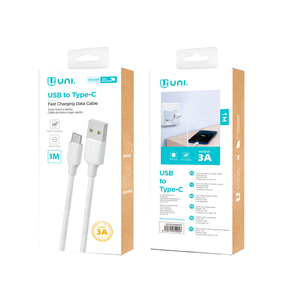 Cabo USB Tipo C 1M Branco
