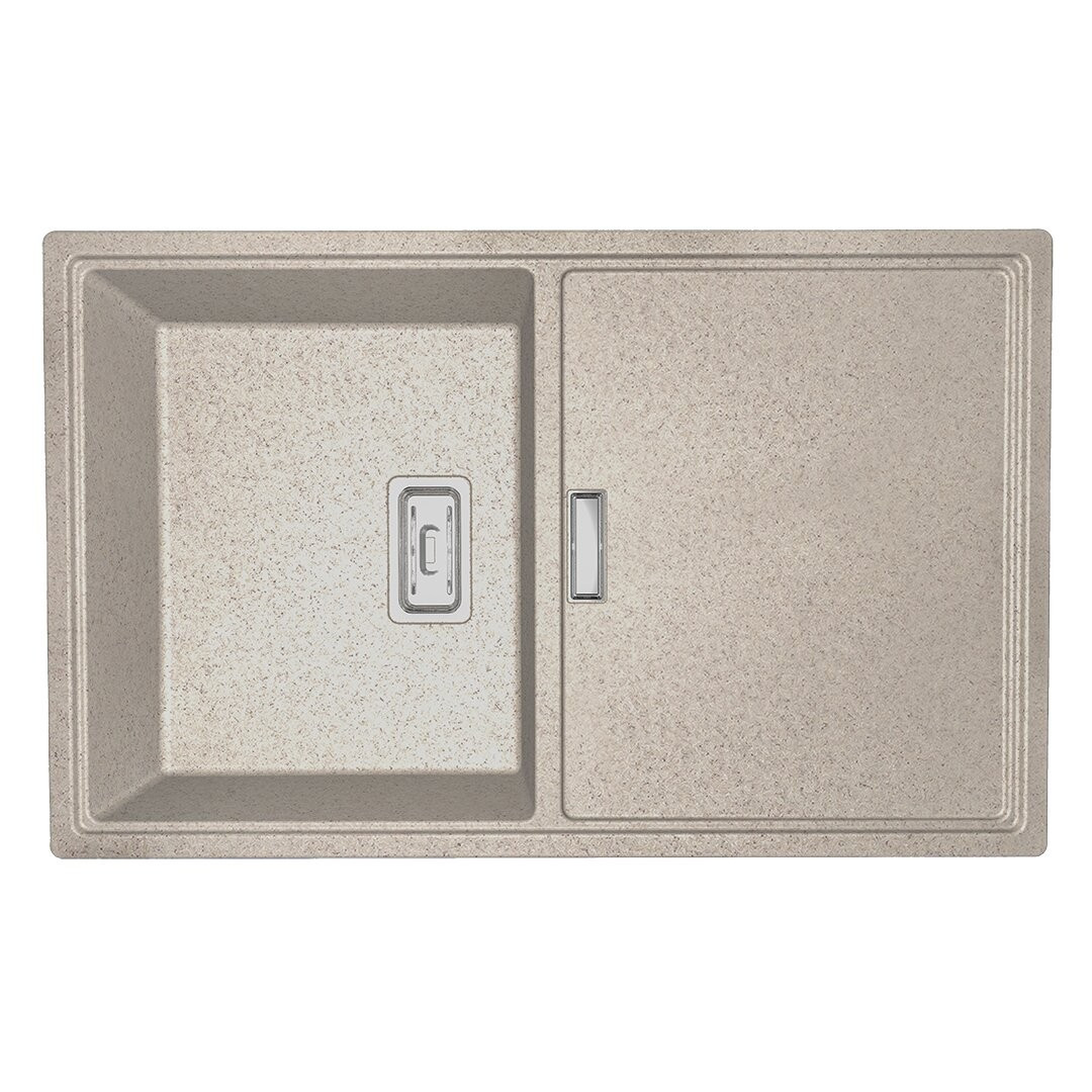 Zlewozmywak Granitowy 1 komorowy z ociekaczem 50x80cm z syfonem Beżowy