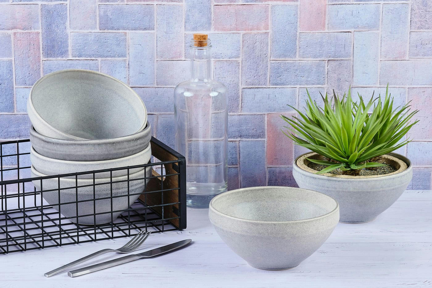 REACTIV - Lot de 6 grands bols en grès gris D17.7