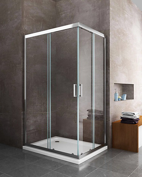 Douche de 6 mm angulaire rectangulaire avec profil chromé- 70 x 100
