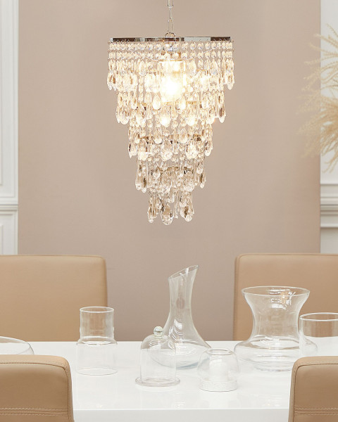 Żyrandol kryształowy lampa glam srebrny
