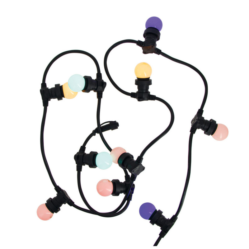 Guirlande noire extérieure LED 10 x 0,43 W multicolore 5 m XANLITE