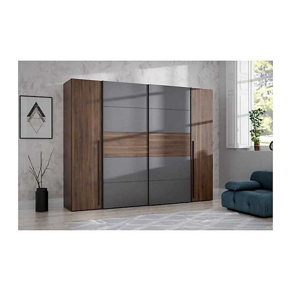 Armoire NARAGO Forte NRGS82511-M354 L270 P61 H210 cm Noyer Bakersfield et gris