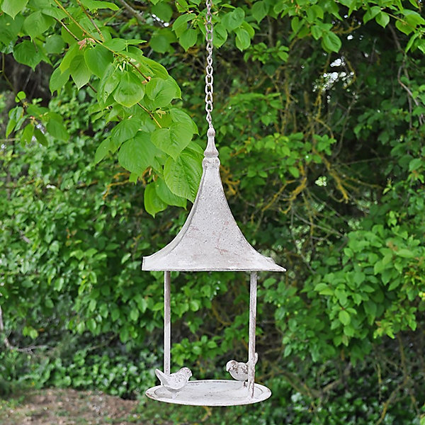 Mangeoire oiseau à suspendre brune 40x19x18cm