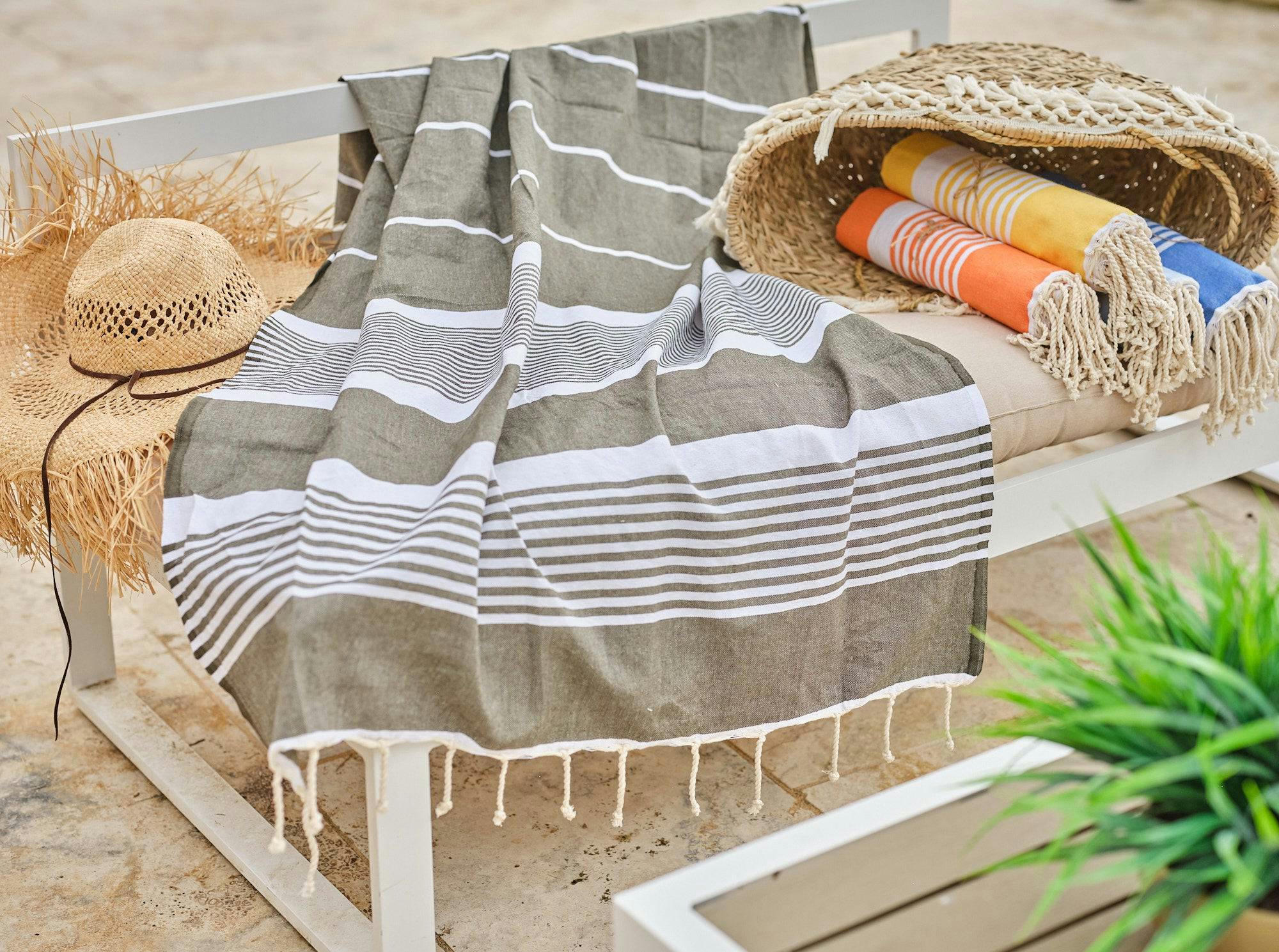 - Fouta en coton 100x200cm gris foncé