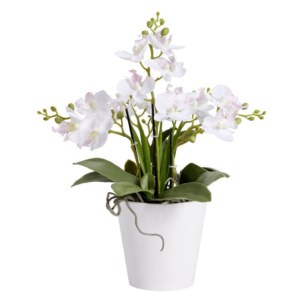 Fleurs artificielles en pot orchidée blanche 5 branches H32cm