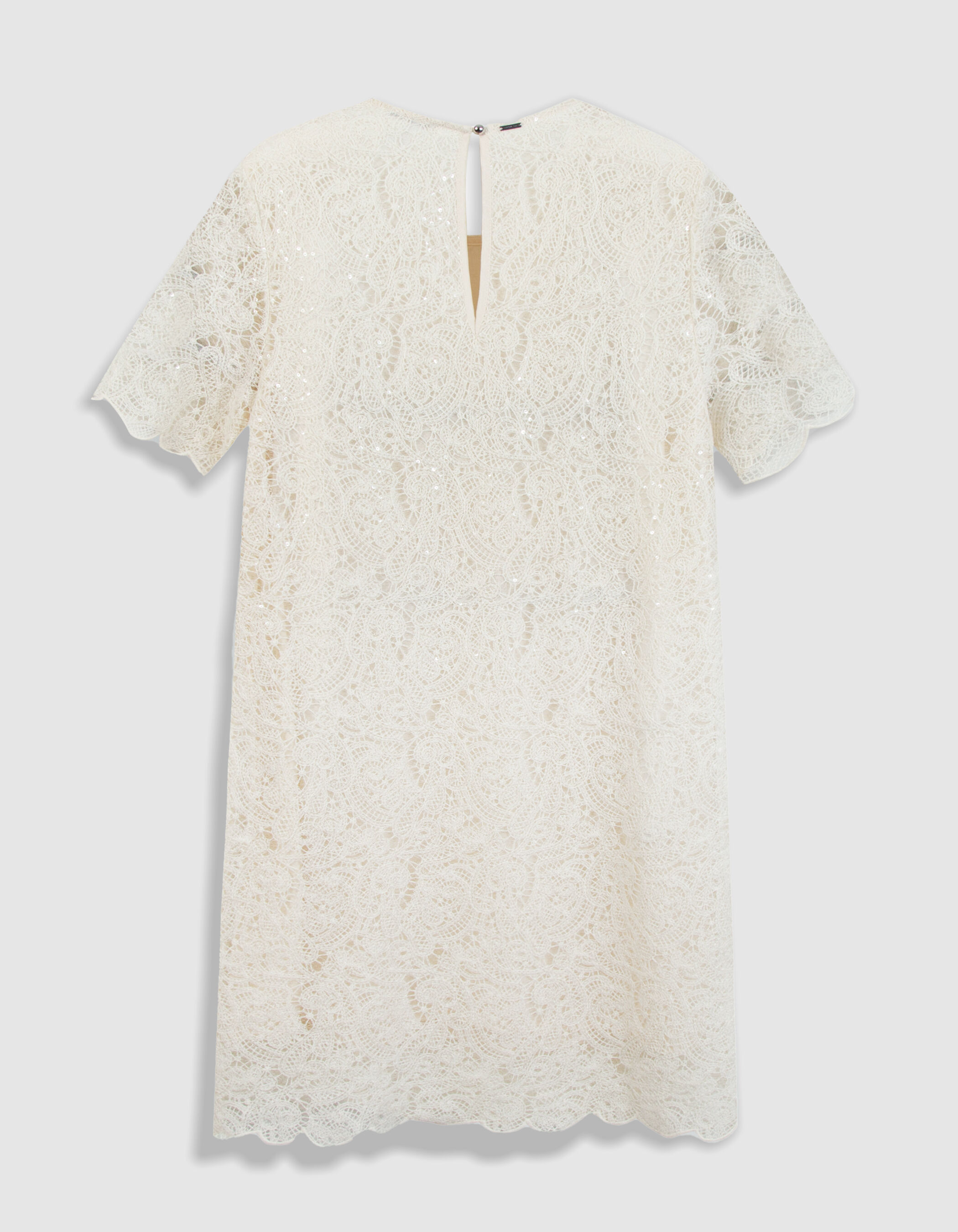 Robe courte blanche broderies et sequins Femme