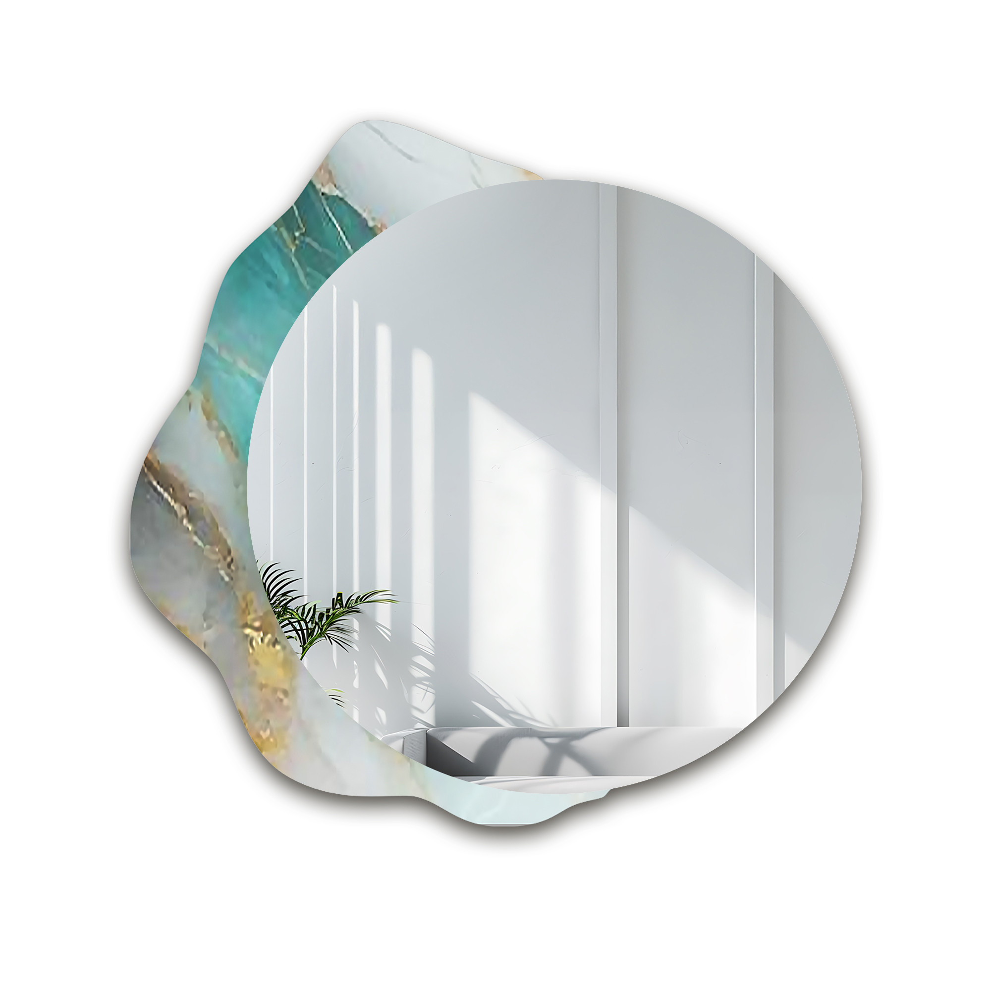 Okrągłe lustro na nieregularnym zielonym marmurze - MARBLE FERRO