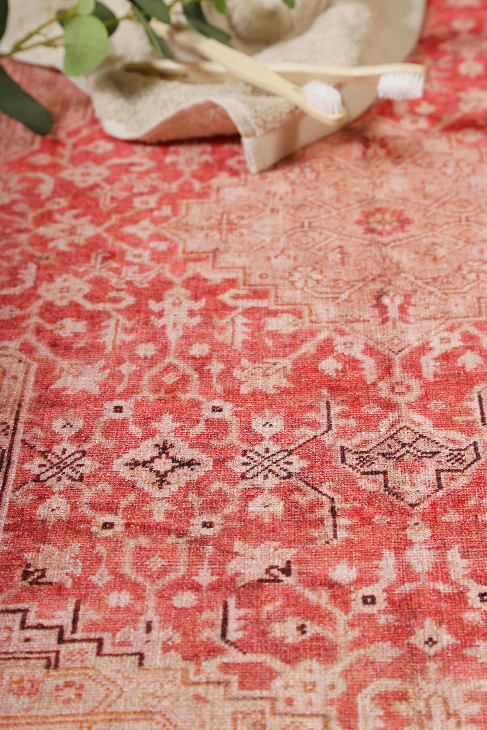 POLAROID - Tapis de bain vintage tons de rouge 70x120