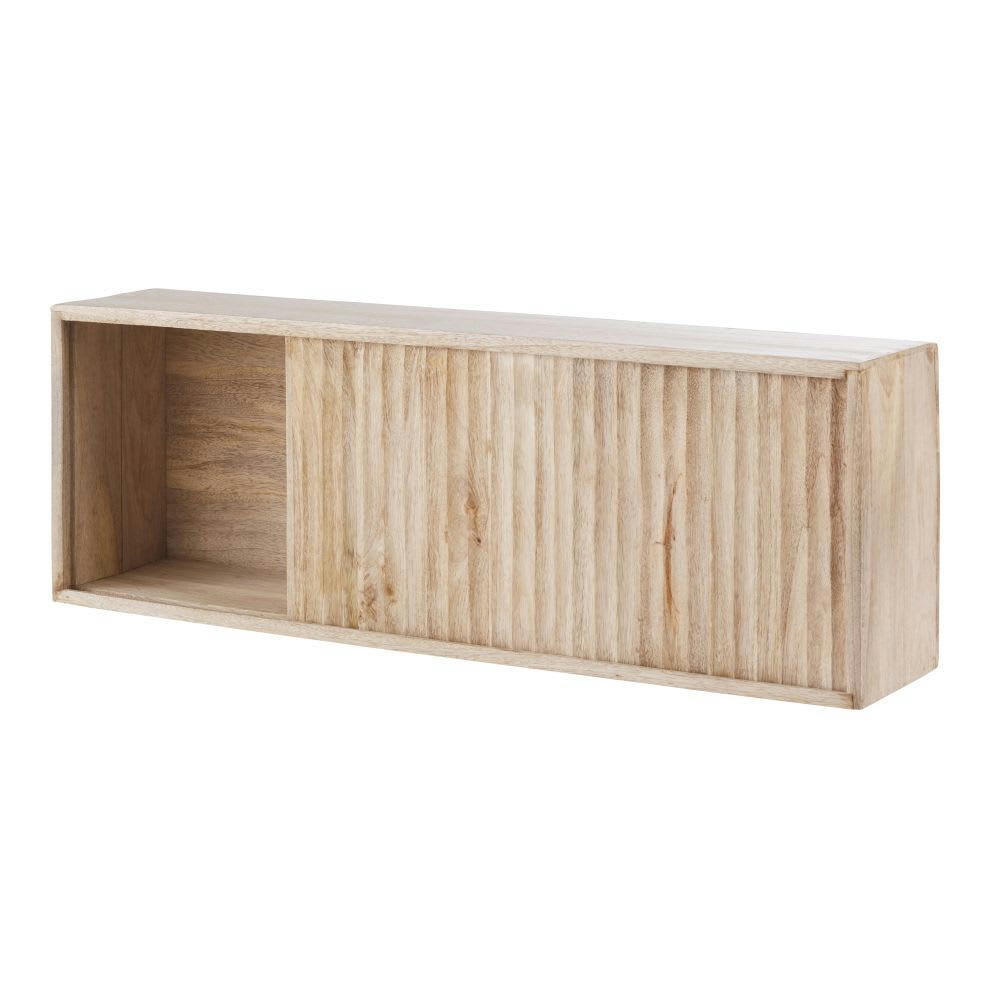 SALVA - Etagère 2 portes coulissantes en bois de manguier