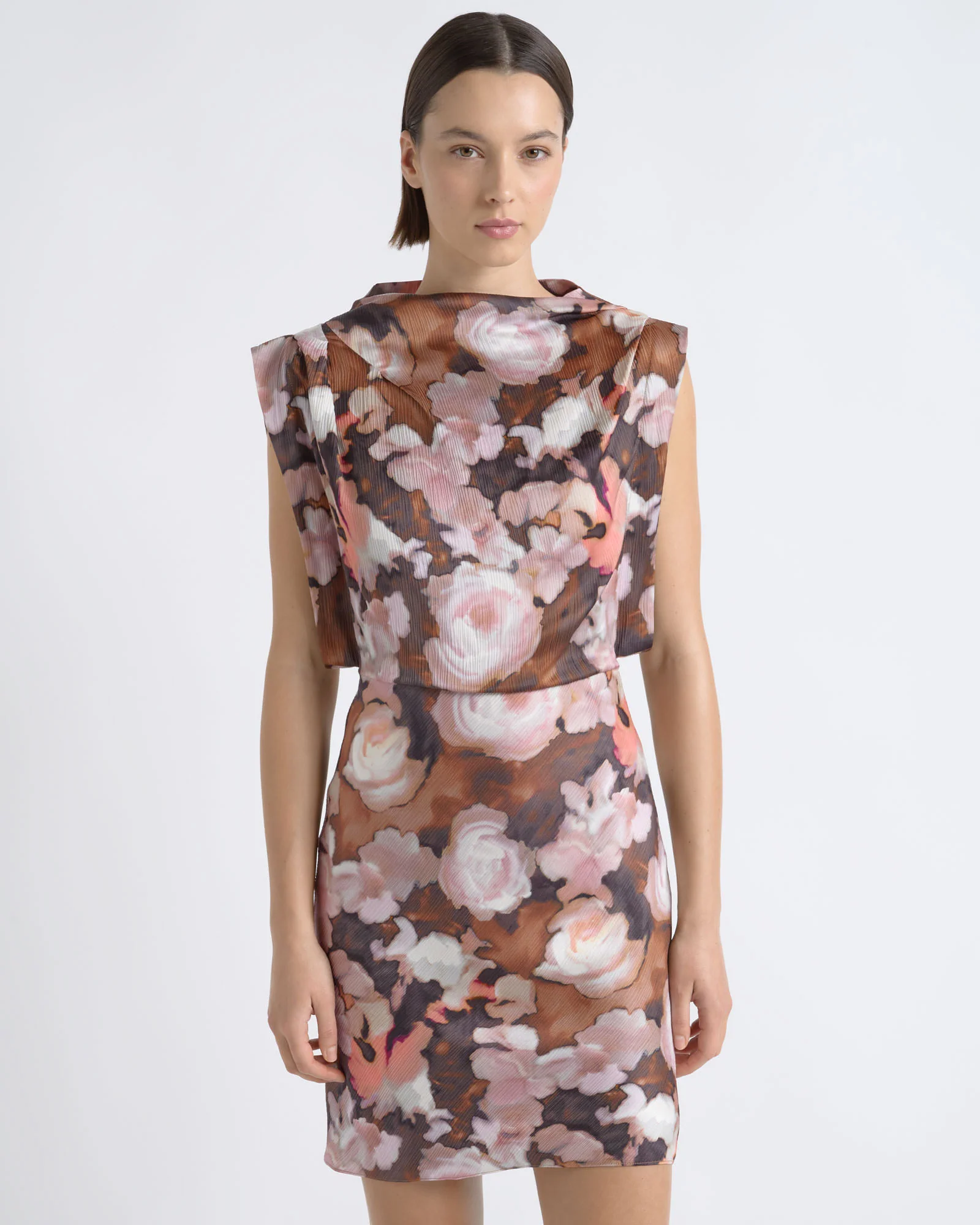 Print Cowl Neck Mini Dress