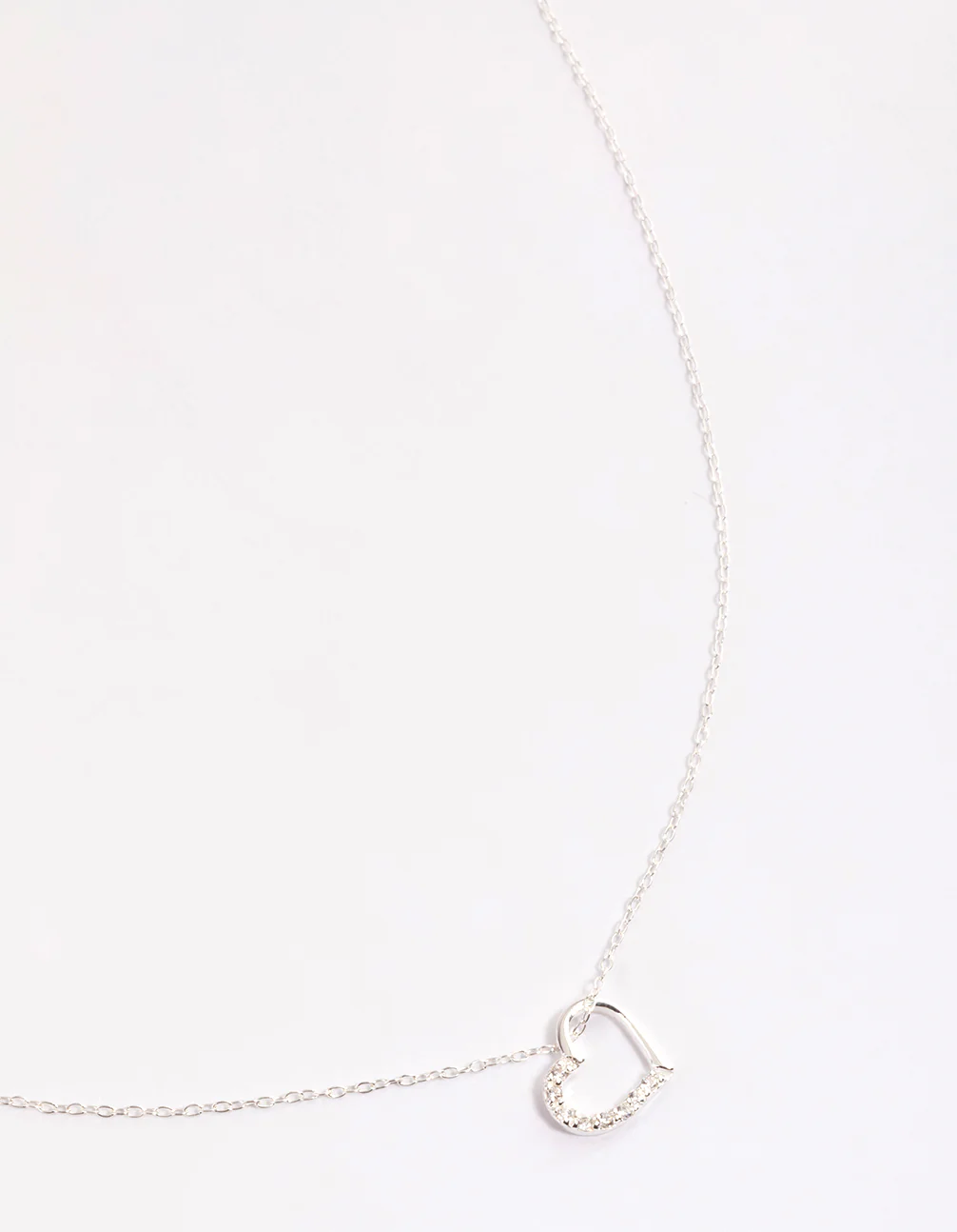 Sterling Silver Cubic Zirconia Pave Heart Necklace