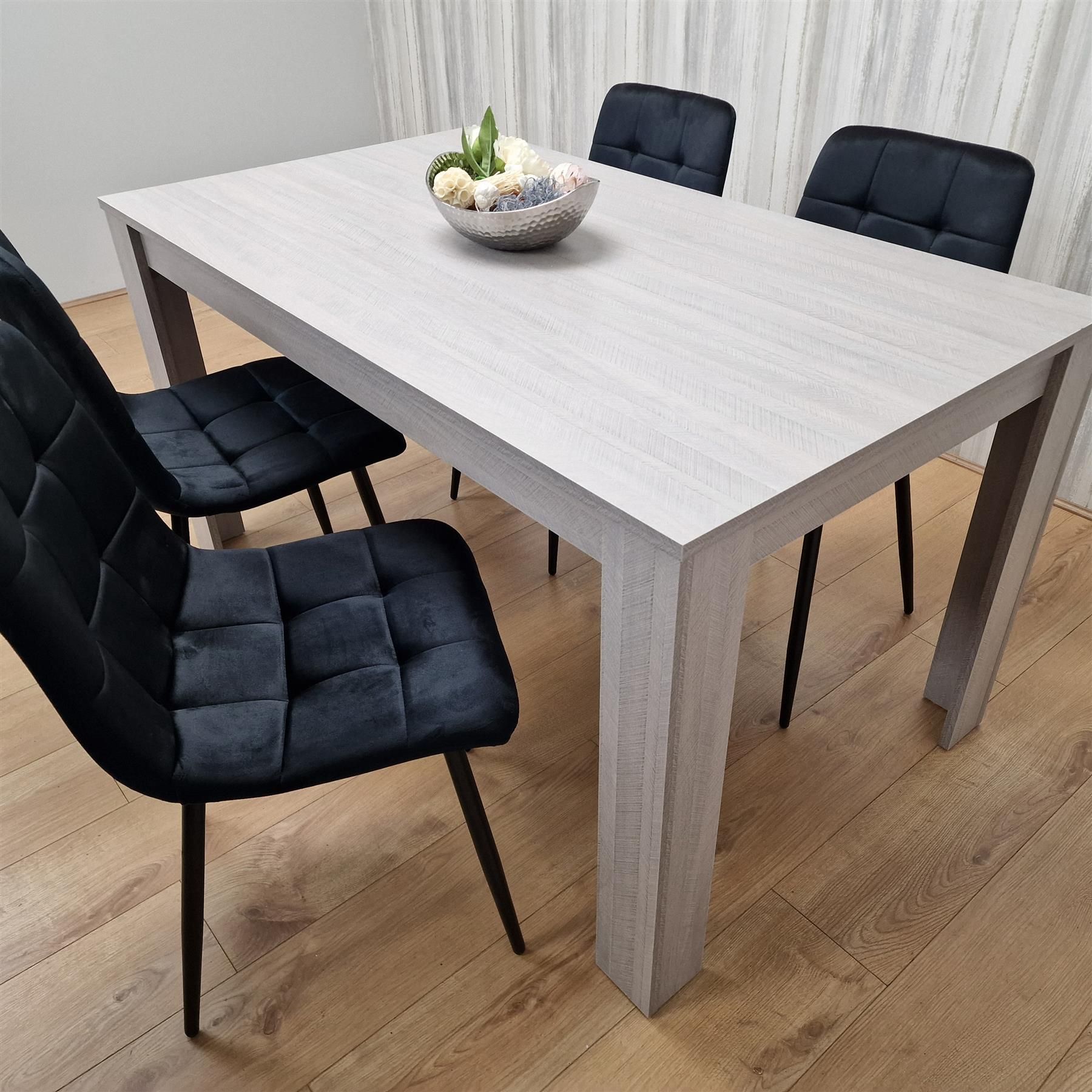 KOSY KOALA Kosy Koala Modern Rectangle Dining Table Set With 4 Black Velvet Chairs Dining Room Furniture