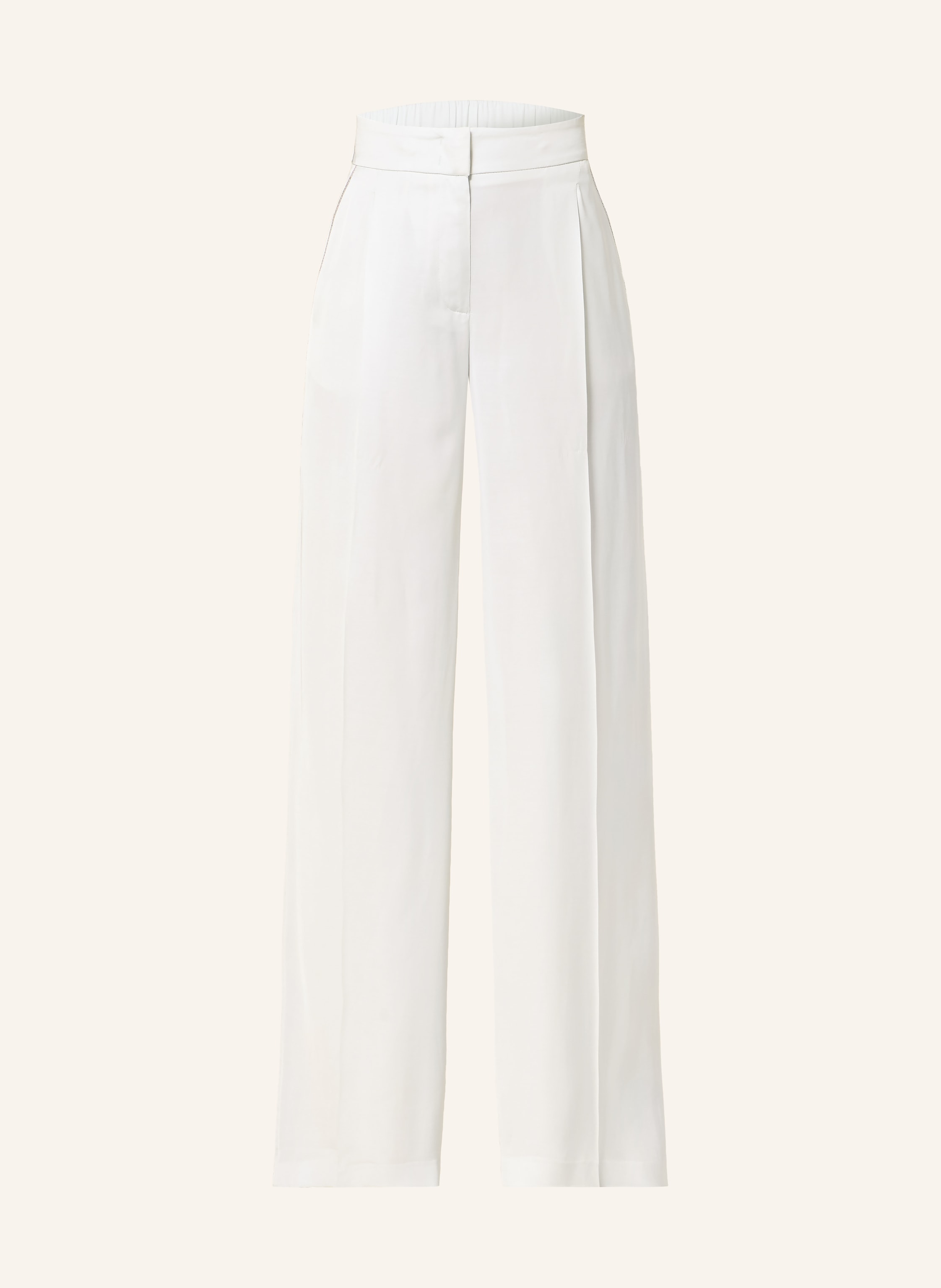PESERICO Marlenehose aus Satin und mit Schmucksteinen