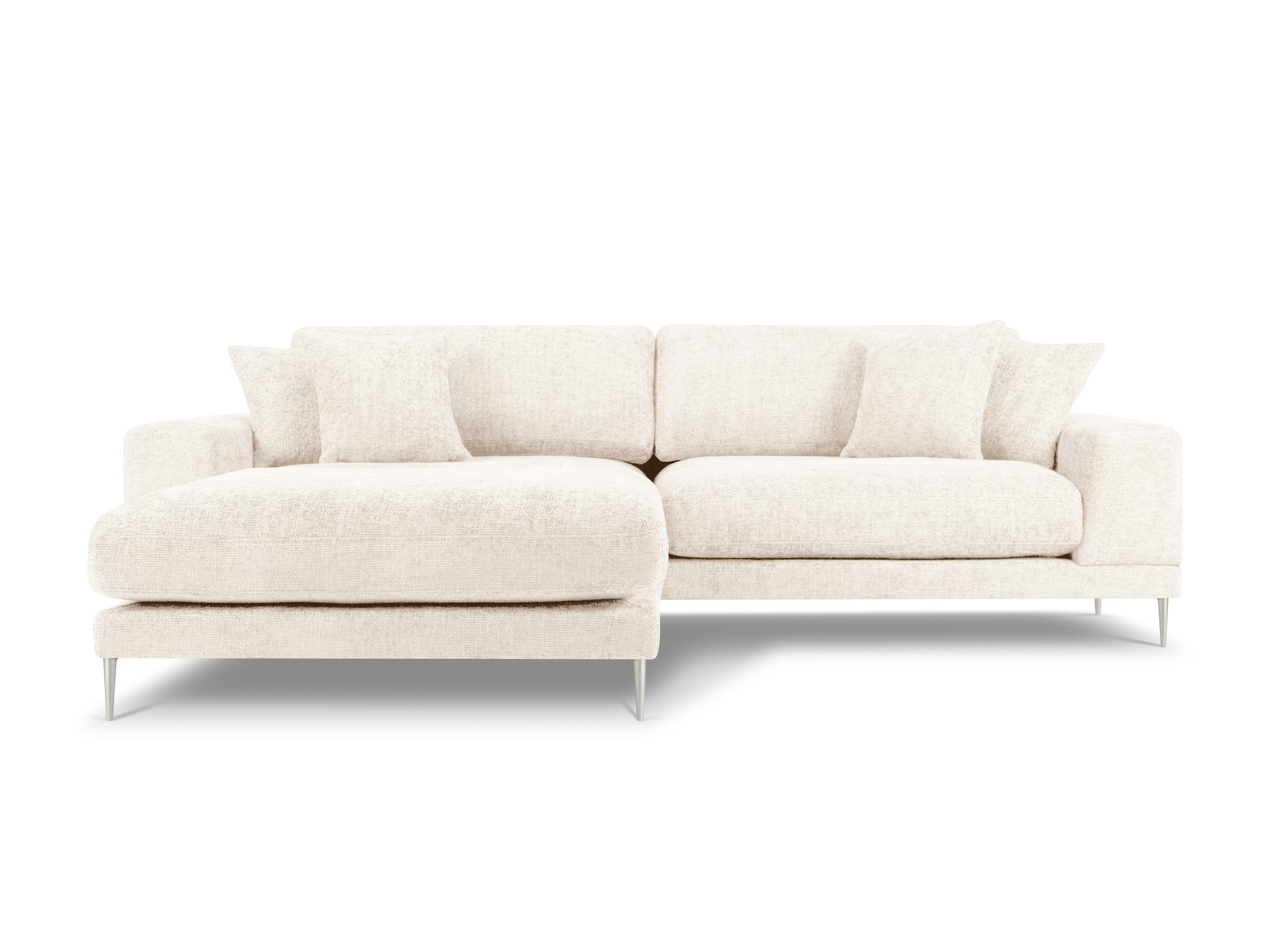 JOG - Canapé d'angle gauche 5 places en tissu structuré beige