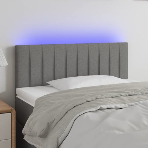 NNEVL LED Headboard Dark Grey 100x5x78/88 cm Fabric