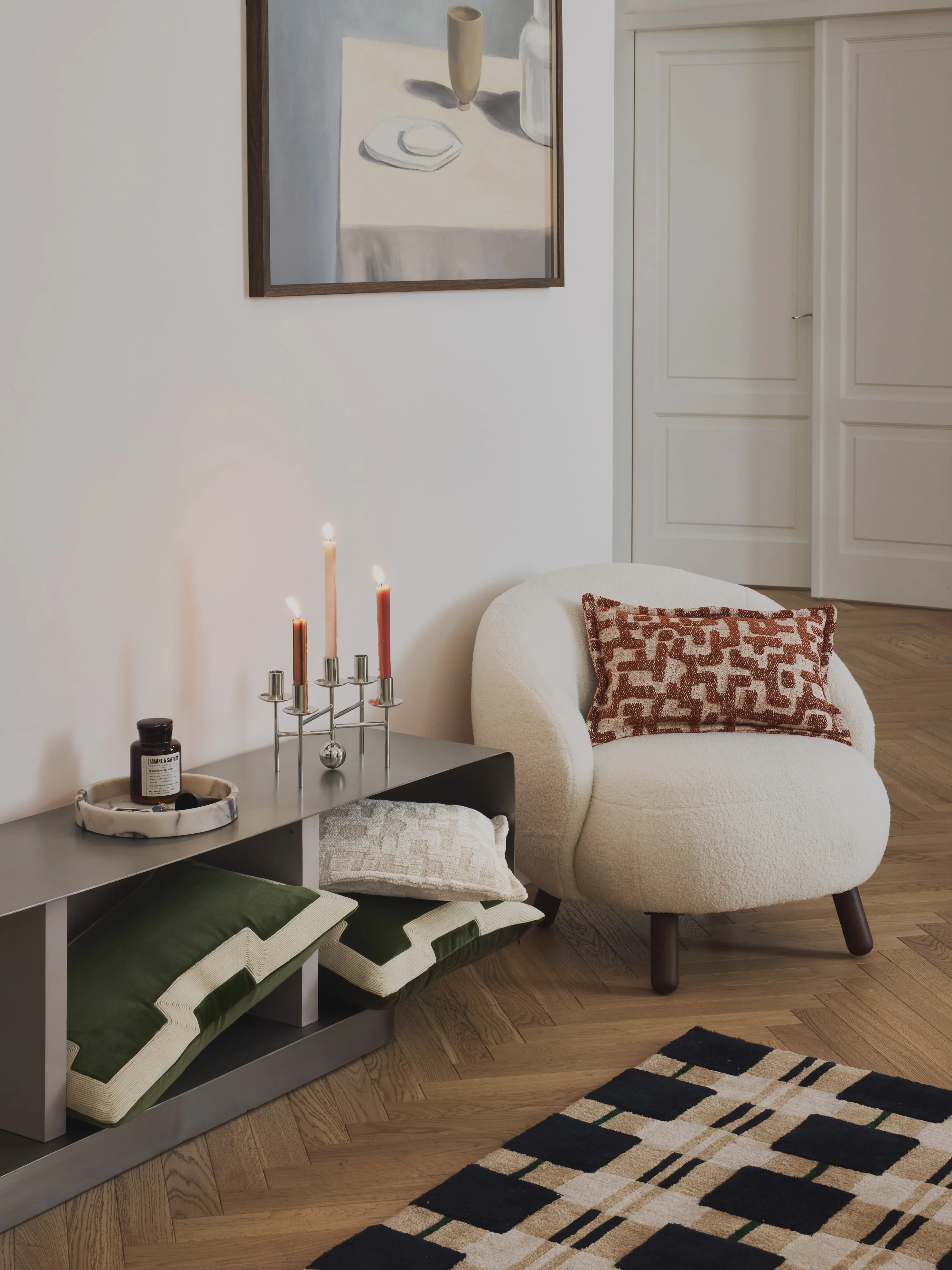 Viskose-Kissen Contia mit gewebtem Jacquard-Muster