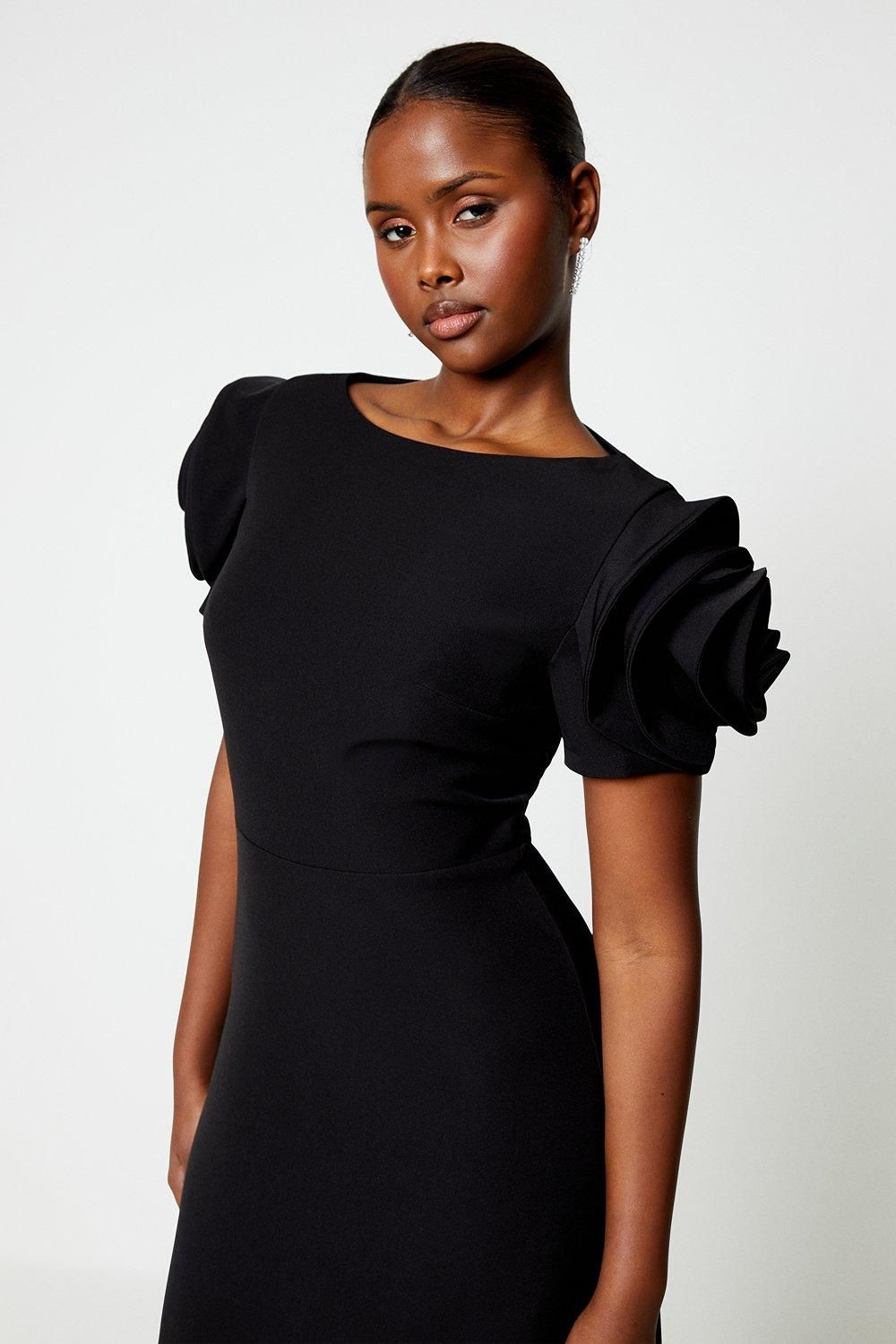 Coast Rose Shoulder Crepe Midi Dress