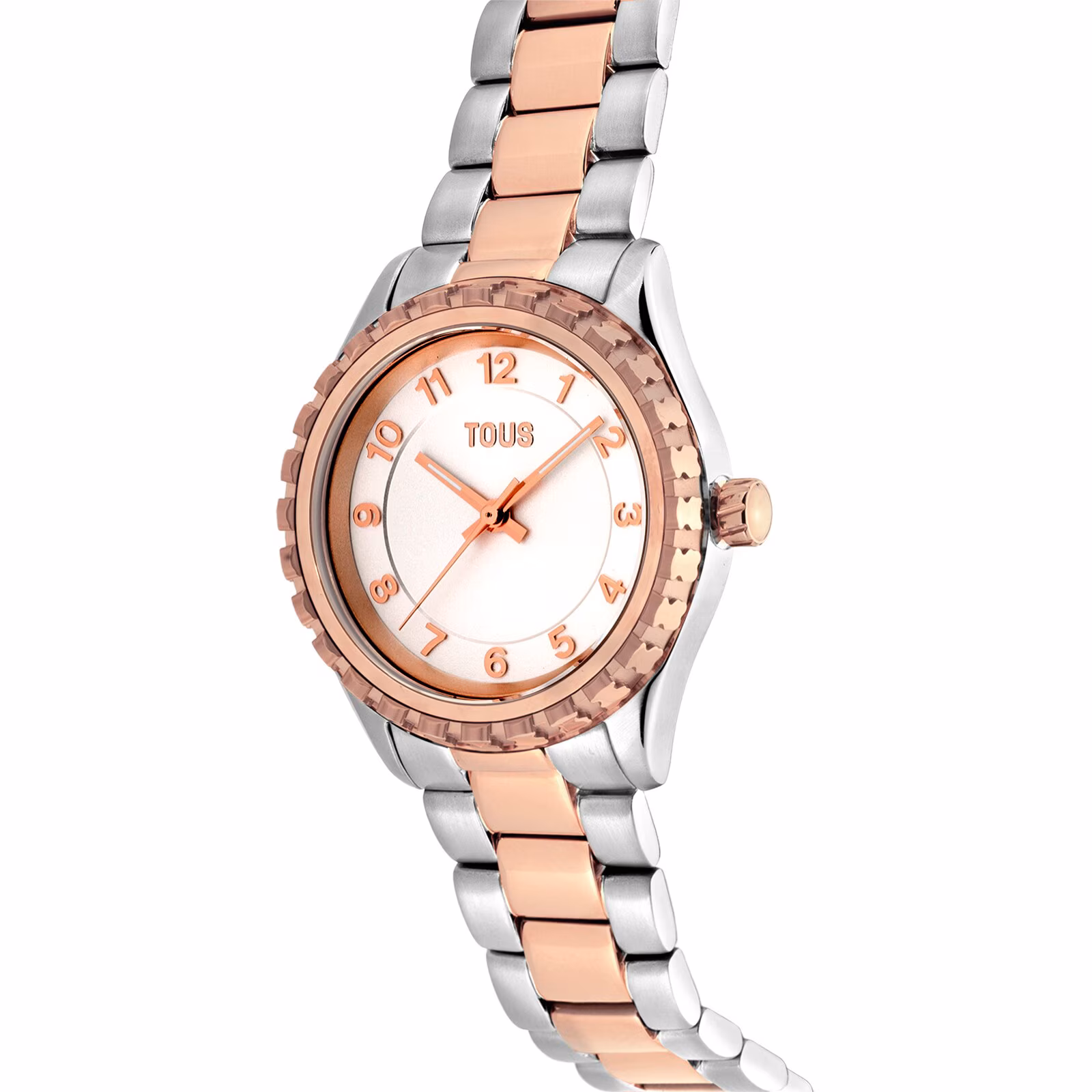 Reloj analógico con brazalete de acero y acero IPRG rosado TOUS T-Bear Kdt