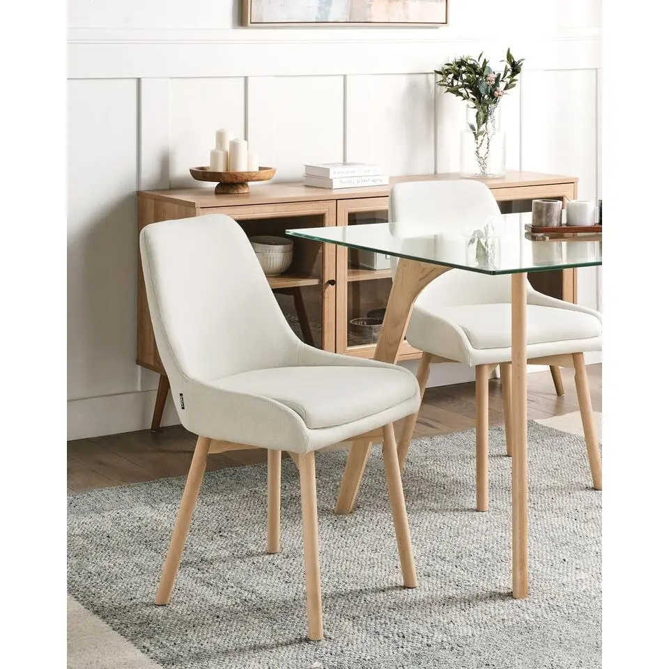 MELFORT - Eetkamerstoel - Gebroken wit - Polyester