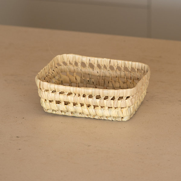 Panier rectangle en feuille de palmier (14x19 cm - Naturel)
