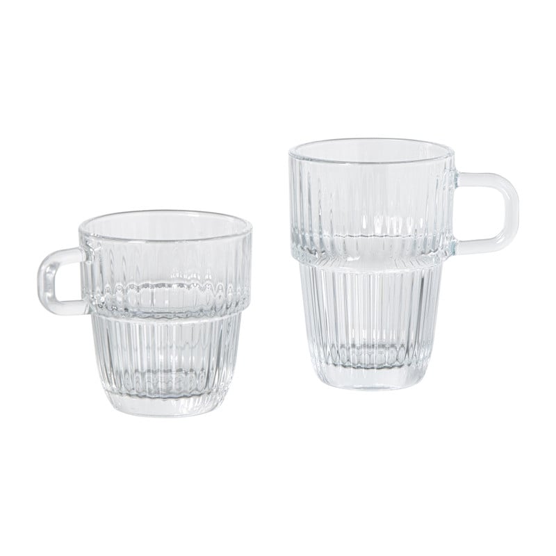 Theeglas ribbel met oor laag - 250 ml