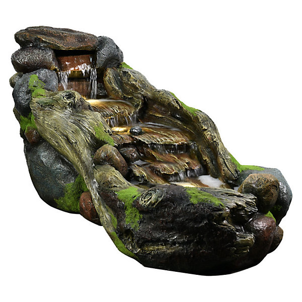 Fontaine de jardin cascade Arboria Art-Pond 120cm avec éclairage LED et pompe
