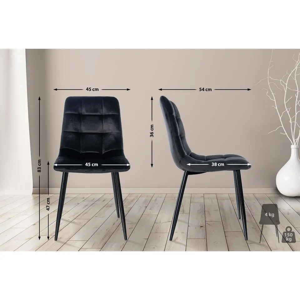 CLP Eetkamerstoel Tilde Fluweel - zwart