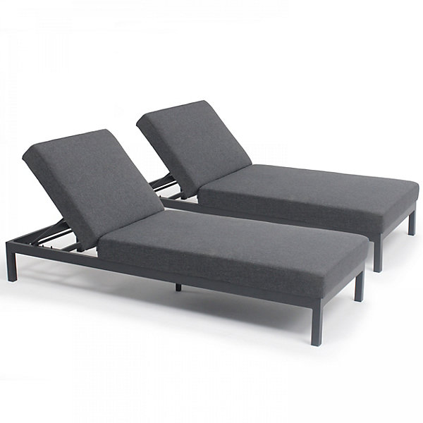Lot de 2 bains de soleil inclinable en aluminium gris anthraciteOviala