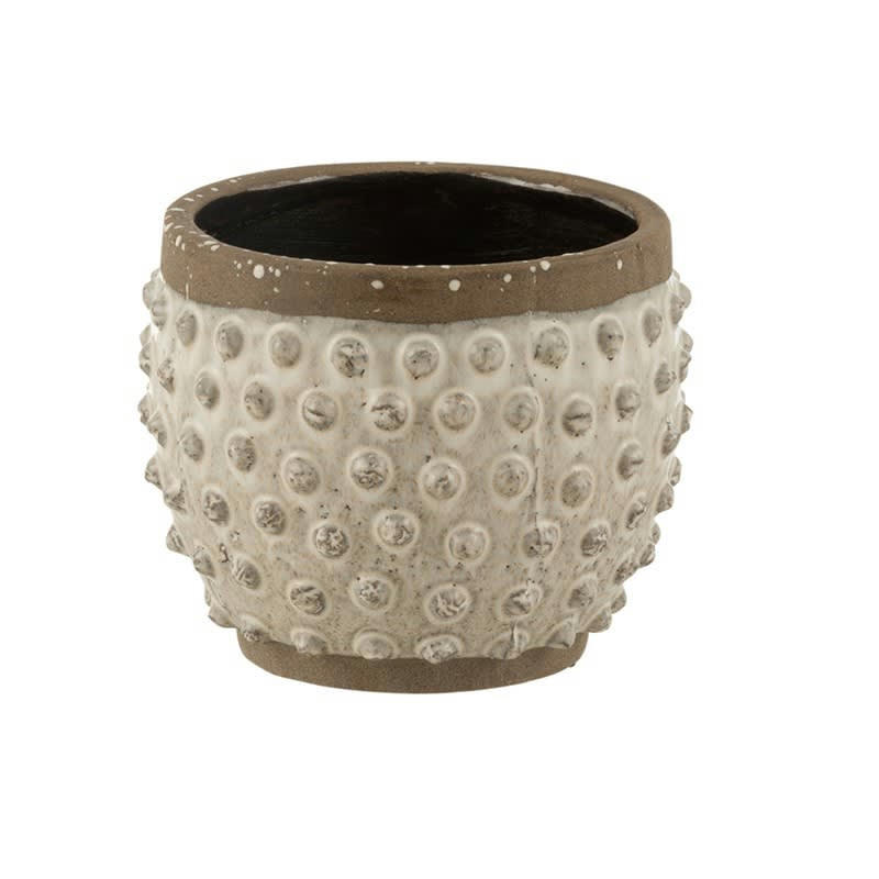 POINTU - Cache-pot bord pointu céramique blanc et gris