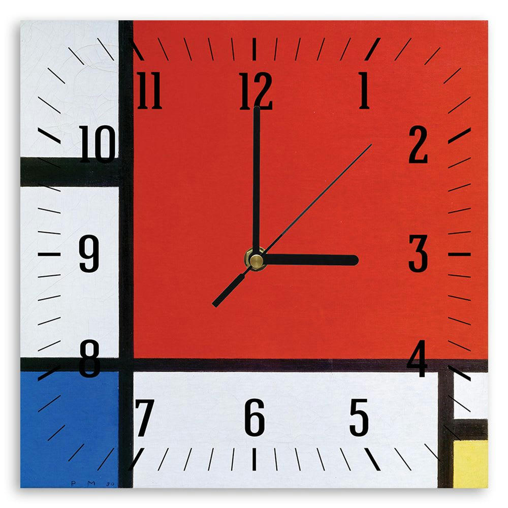 - Horloge murale composition II en rouge, bleu et jaune 30x30cm