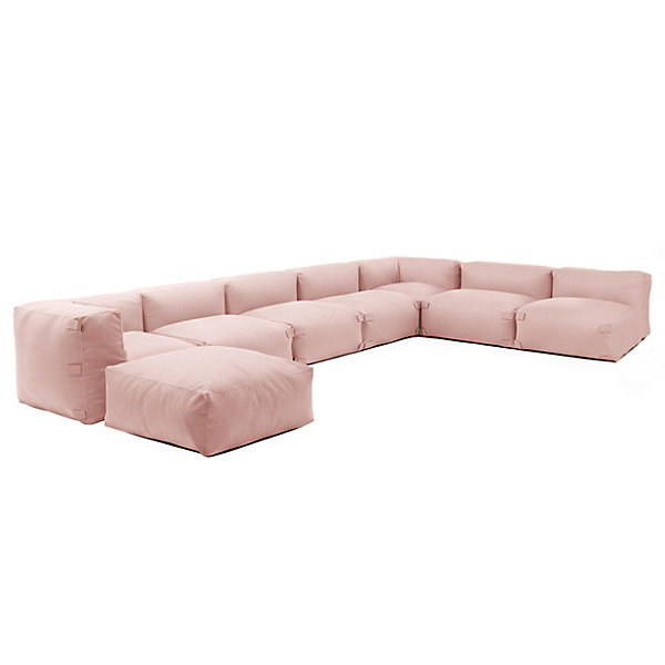 Canapé d'angle modulable 8 places rose poudré MixiOviala