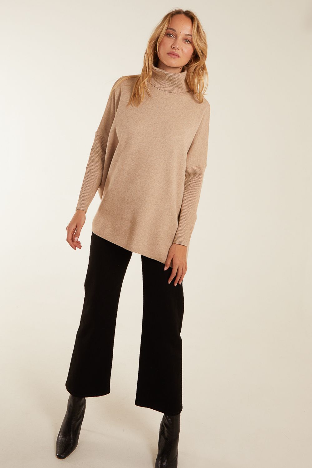 Blue Vanilla High Neck Boxy Jumper