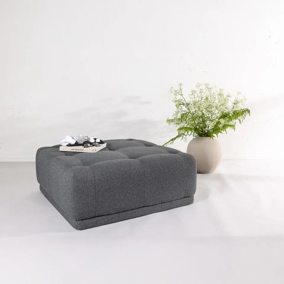 Poef Donkergrijs Stof - 100x100x40cm - Turin