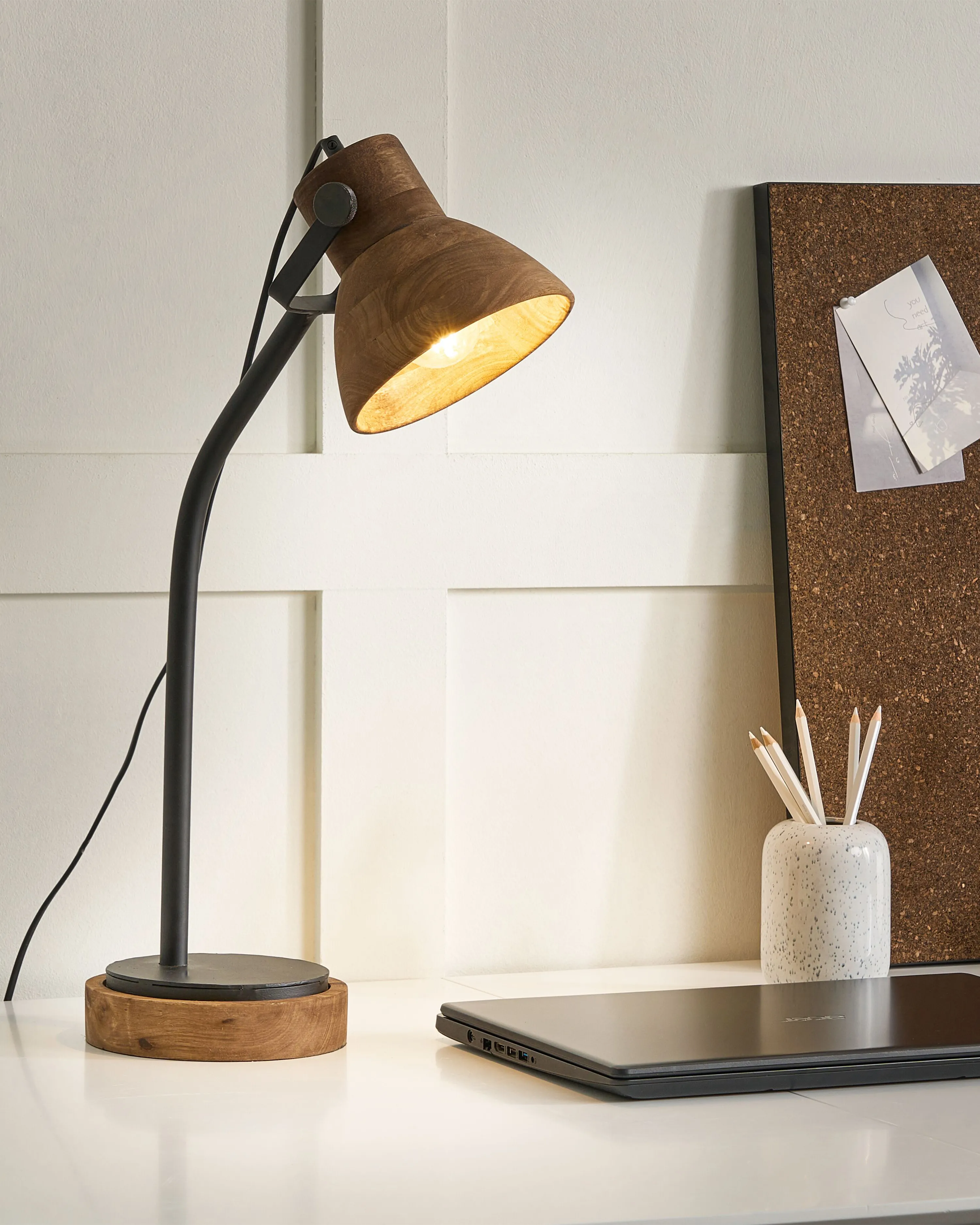 Desk Lamp KOLAR Mango Wood Dark Brown