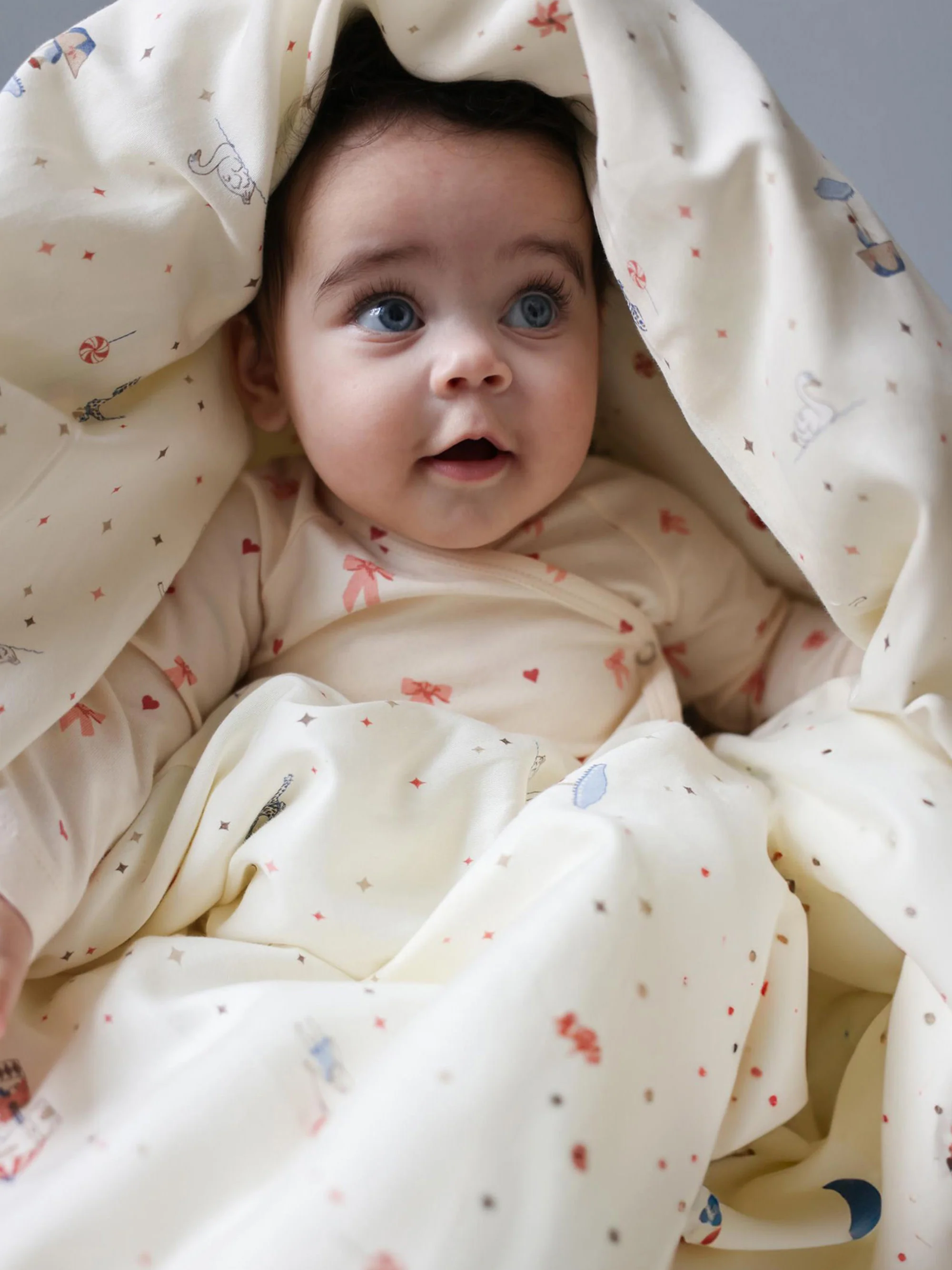 Babybettwäsche-Set Carousel aus Baumwollsatin