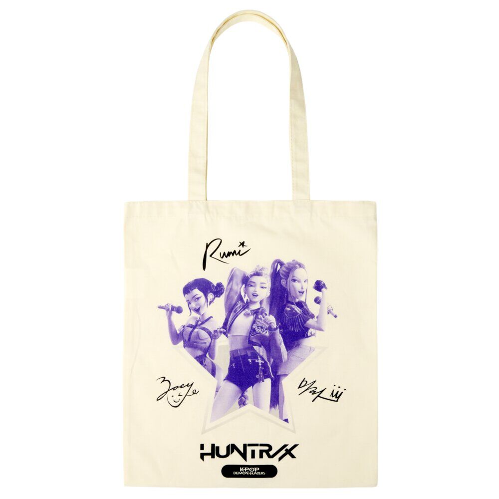Tote bag Kpop Demon Hunters coton beige et noir 30x40cm