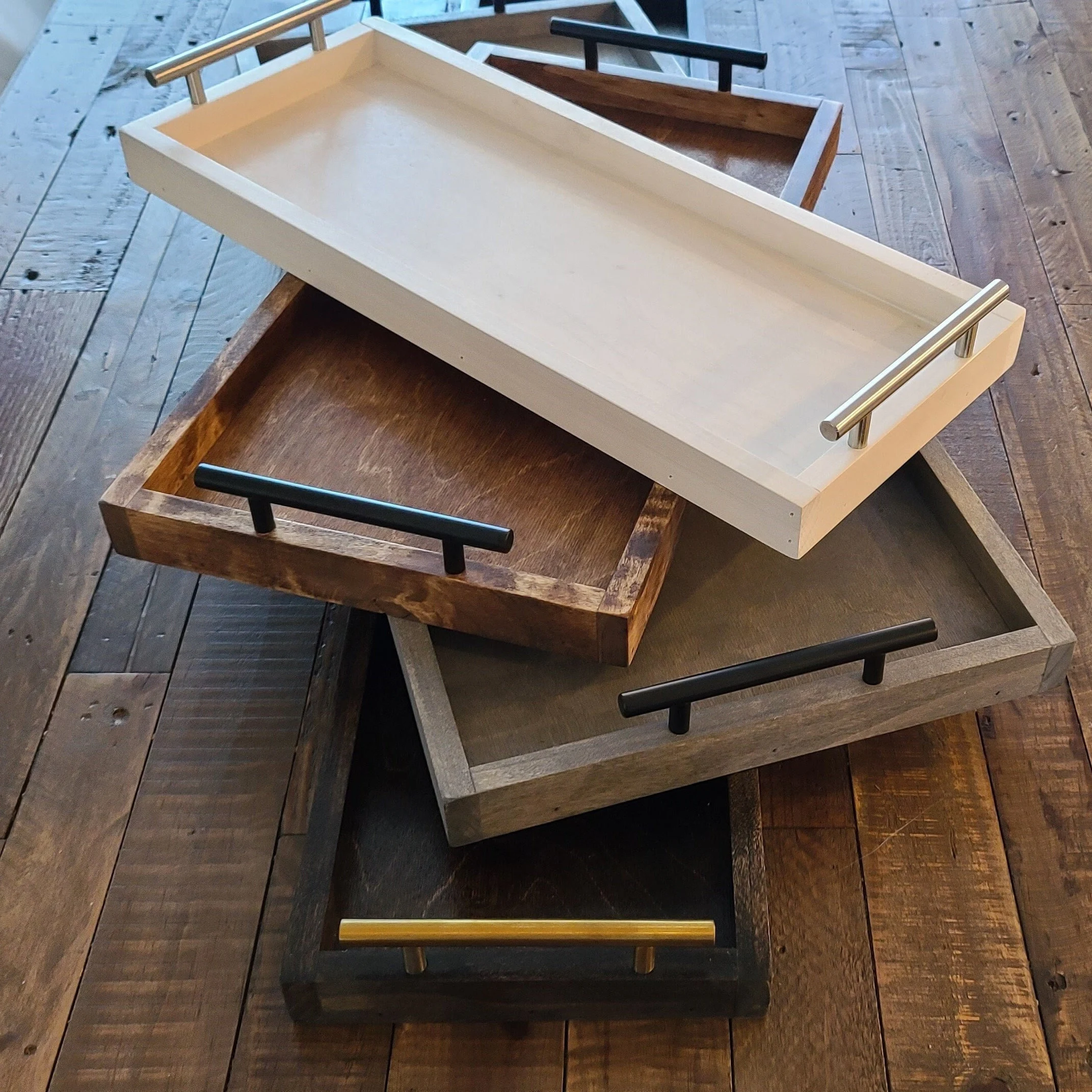 Wooden centerpiece serving tray, ottoman coffee table tray, charcuterie board, Mother's day gift for mom, cheese board, wood serving tray