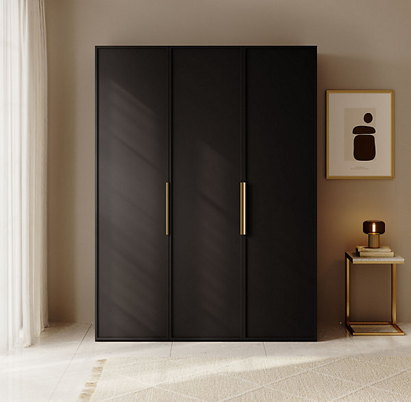 Armoire 3 portes avec deux tringles 150 cm FRAME noir