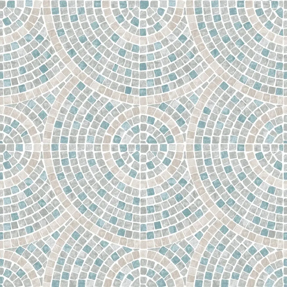 Dutch Wallcoverings Vliesbehang Artifice moza?c tegel - grijs/petrol - 10mx53cm