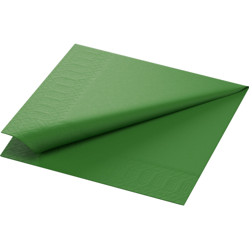 Serviette en tissu Bio 3 plis vert feuille 24 x 24 cm 20 pièces DUNI