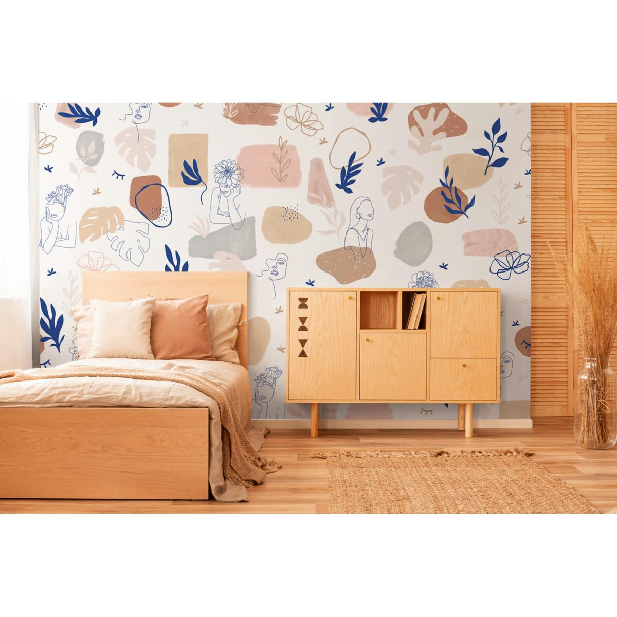 JADE - OUTREMER - Papier peint panoramique motif imprimé Bleu outremer 288x280cm