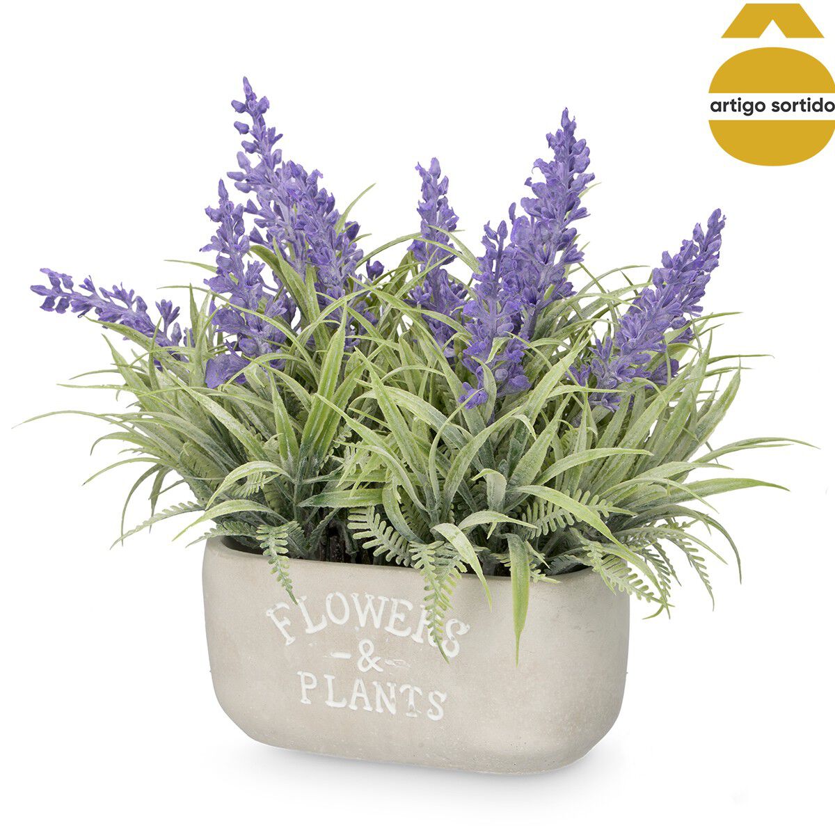 Vaso De Cimento Com Lavanda Artificial