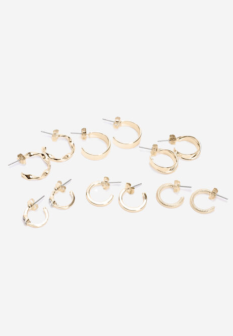 Womens 6pk Gold Mini Hoop Earrings