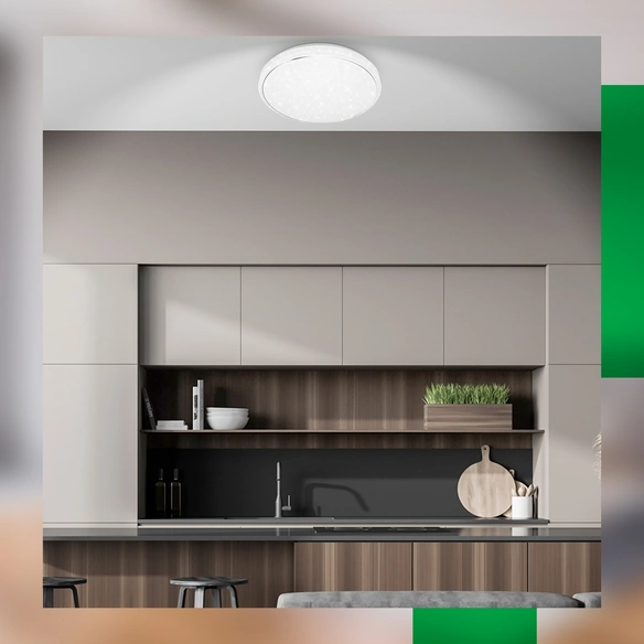 Leuchte, LED Deckenleuchte mit Sternen, 22 W, weiß matt