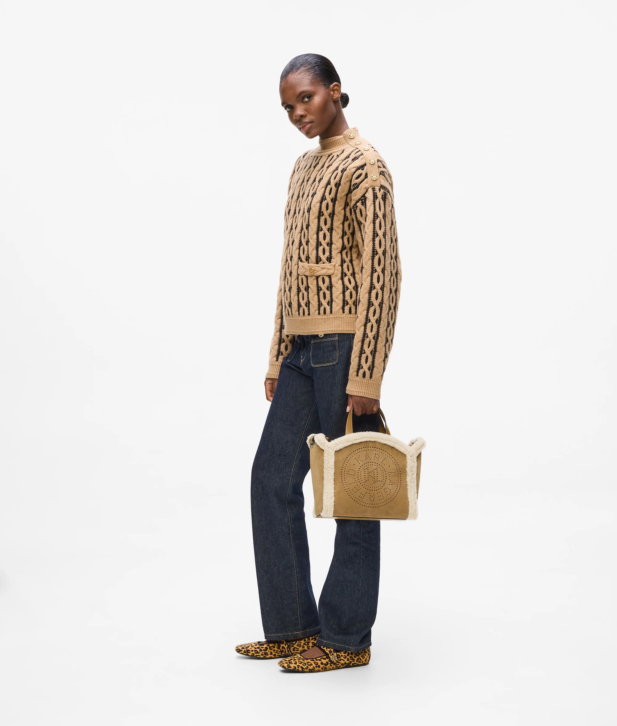 Petit sac cabas en shearling K/Circle
