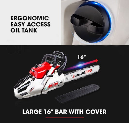 NNEMB 38CC Petrol Commercial Chainsaw 16 Bar E-Start 3.2HP Pruning Chain Saw