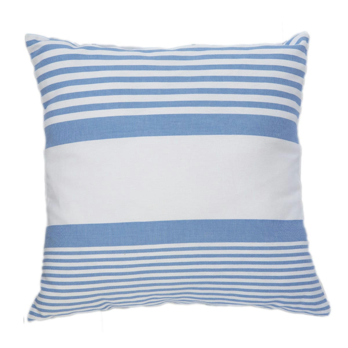 CARTHAGE - Housse de coussin coton rayures bleu fond blanc 40 x 40
