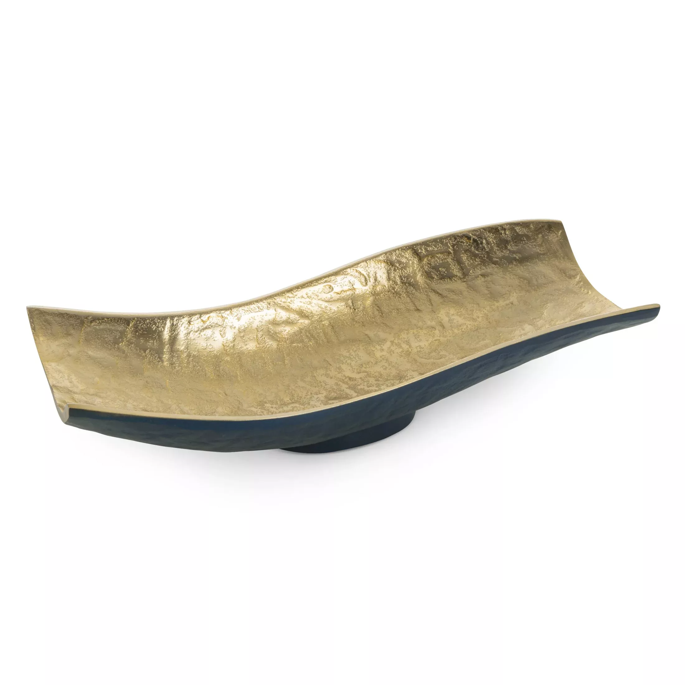 Patera metalowa granatowo-złotao falujących brzegach 33x15x8 cm PEDRO